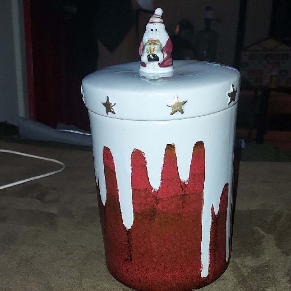 Vintage Santa Cookie Jar with Gold Stars 10 1/2" Tall .. Rare Item - Picture 1 of 4